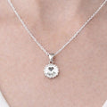 Vintage Sterling Silver Love Heart Pendant Necklace Scalloped Edge