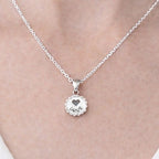 Vintage Sterling Silver Love Heart Pendant Necklace Scalloped Edge