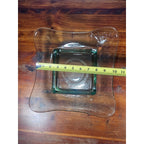 Vintage Green Glass Square Serving Dish Wavy Edge Plate Mid Century