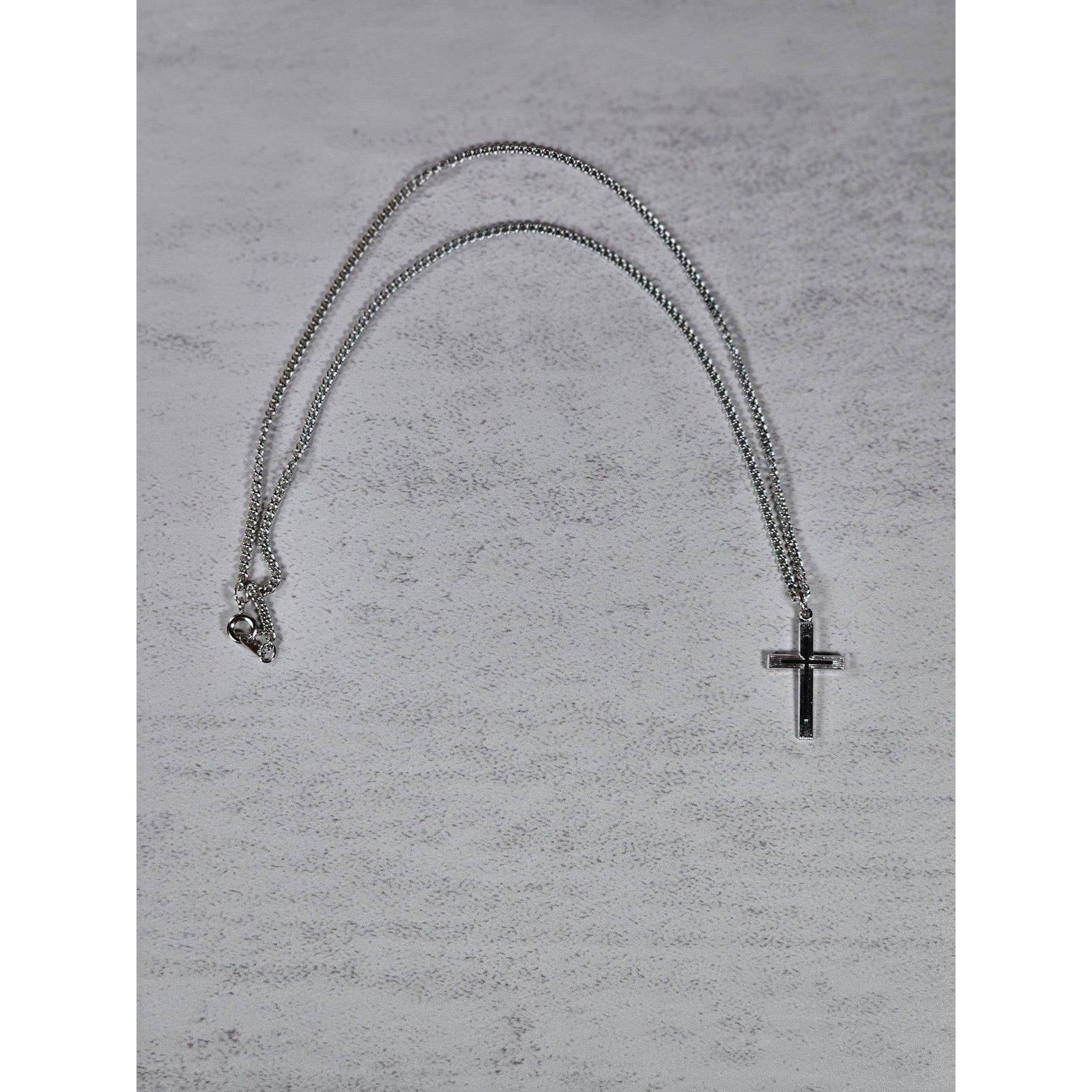Vintage Silver Tone Cross Necklace with Chain Christian Jewelry
