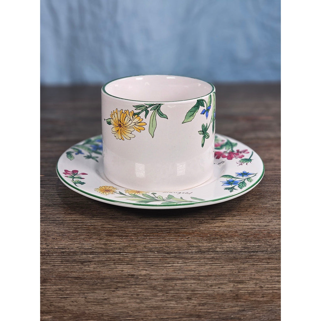 Vintage Majesticware Geranium Cup & Saucer Set by Sakura Floral Stoneware