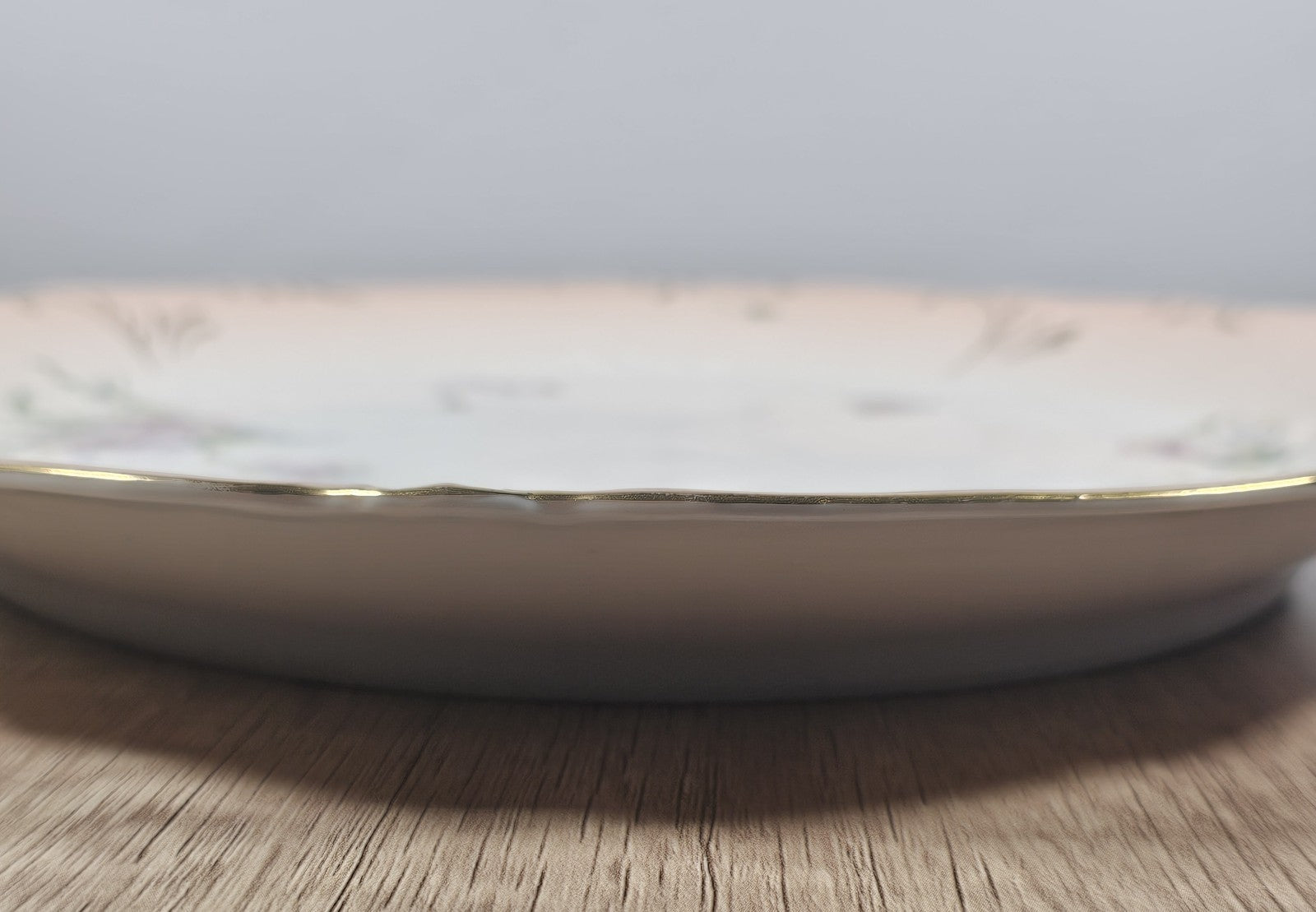 11″ Austria Floral Plate Platter Vintage Porcelain Hand-Painted Gold Trim Rustic