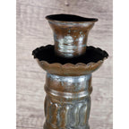 Antique Tinned Copper Candlestick Holder 12" Embossed Design