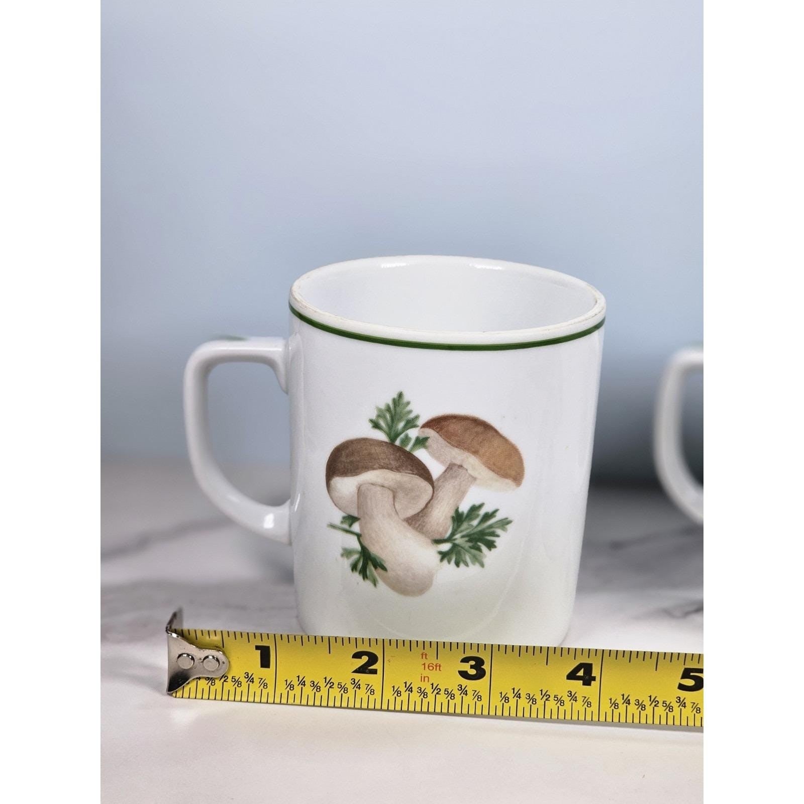 Vintage Lourioux Porcelain Botanical Mugs Set of 2 Radish Mushroom