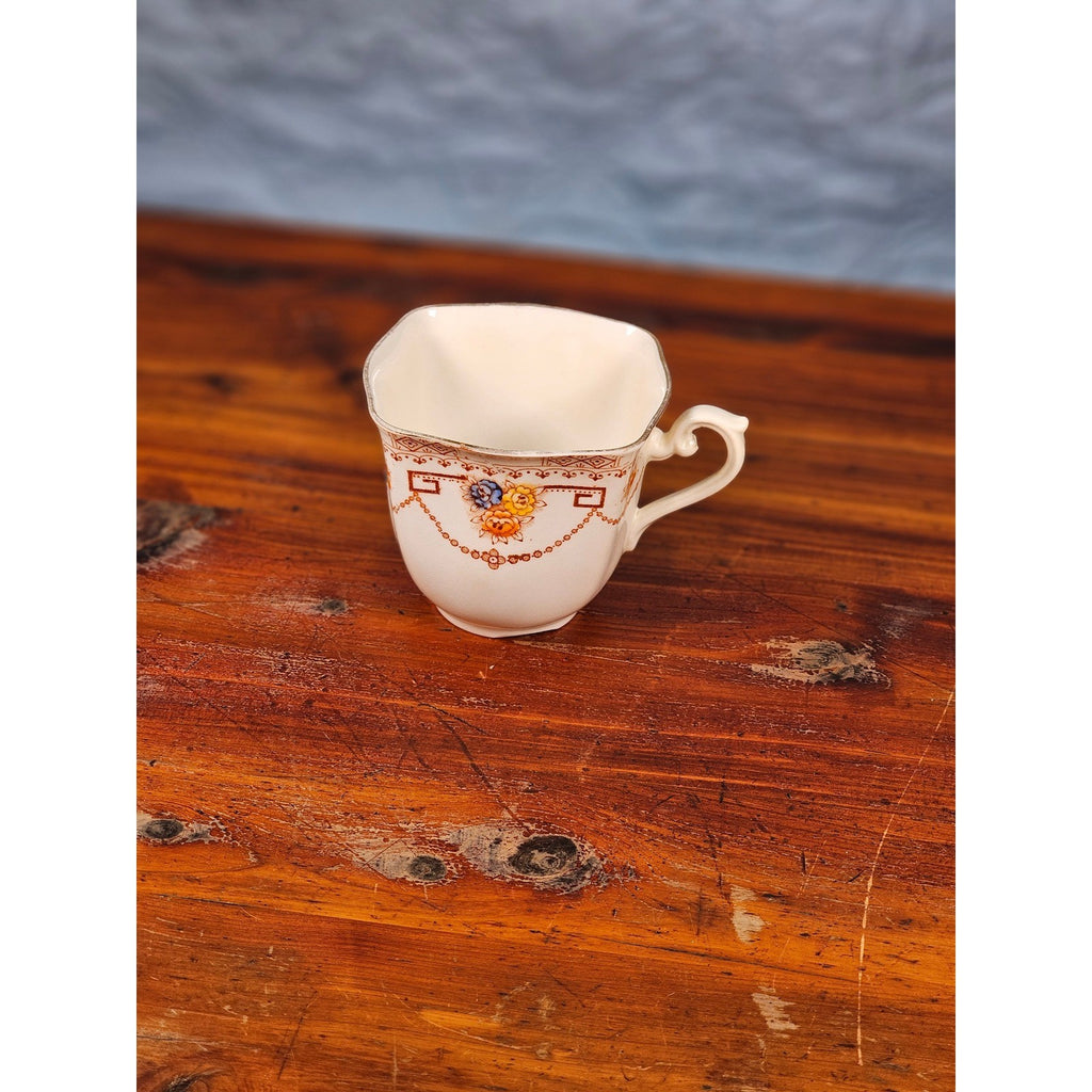 Vintage English Porcelain Teacup Floral Gold Trim Made in England