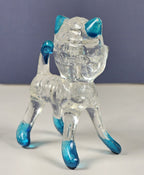 Vintage Collectible Clear Plastic Lucite Kitty Cat Figurine 1960s With Blue Acce