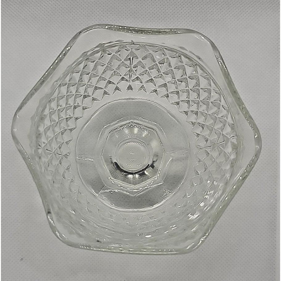 Vintage 1970s Indiana Glass Diamond Point Footed Candle Holder