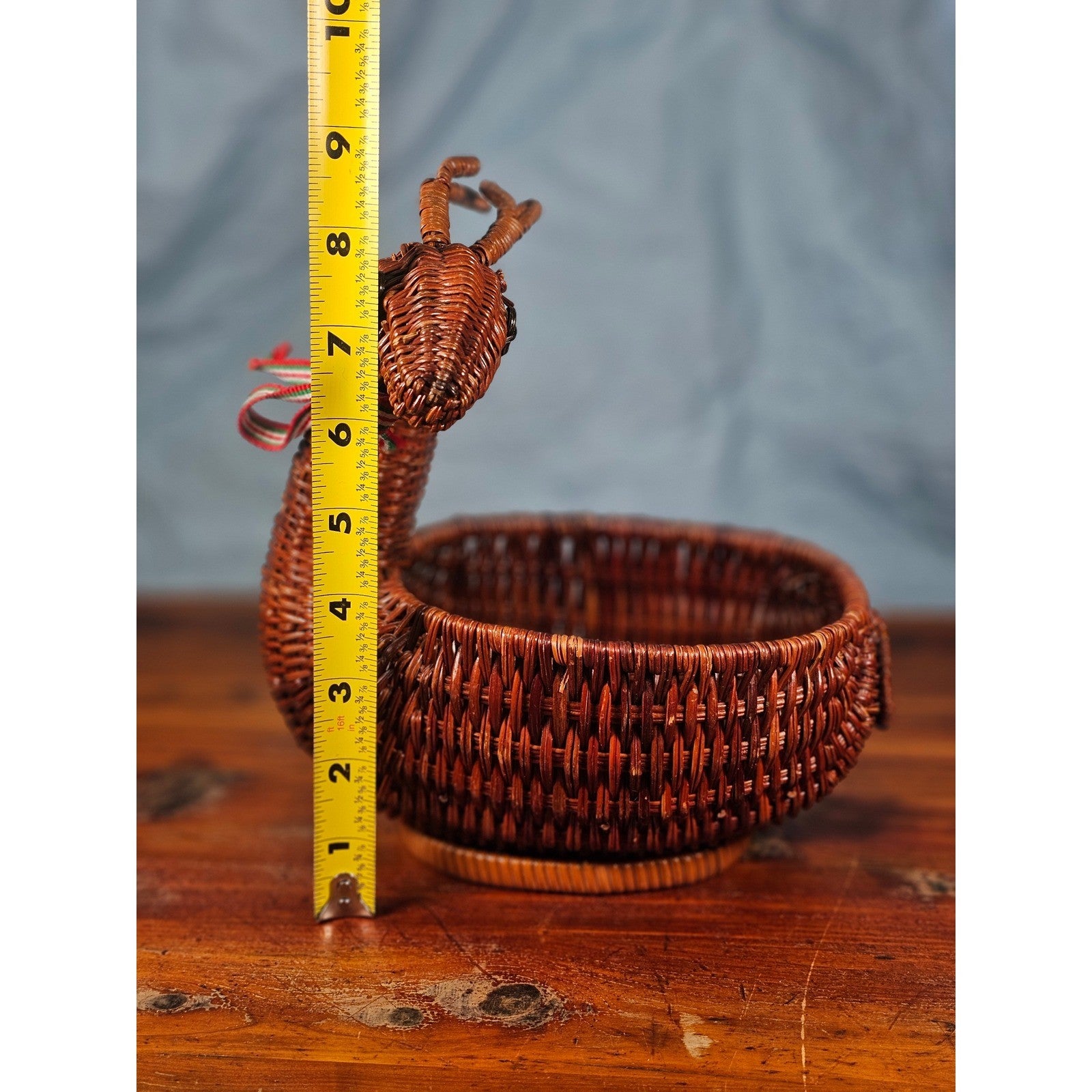 Vintage Wicker Deer Basket Rustic Primitive Holiday Decor Storage