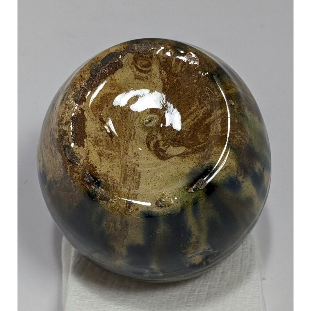 Antique 1800s Scottish Tri-Color Spatter Glaze Yellowware Bank