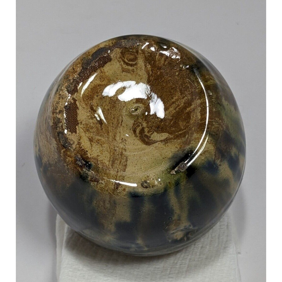 Antique 1800s Scottish Tri-Color Spatter Glaze Yellowware Bank