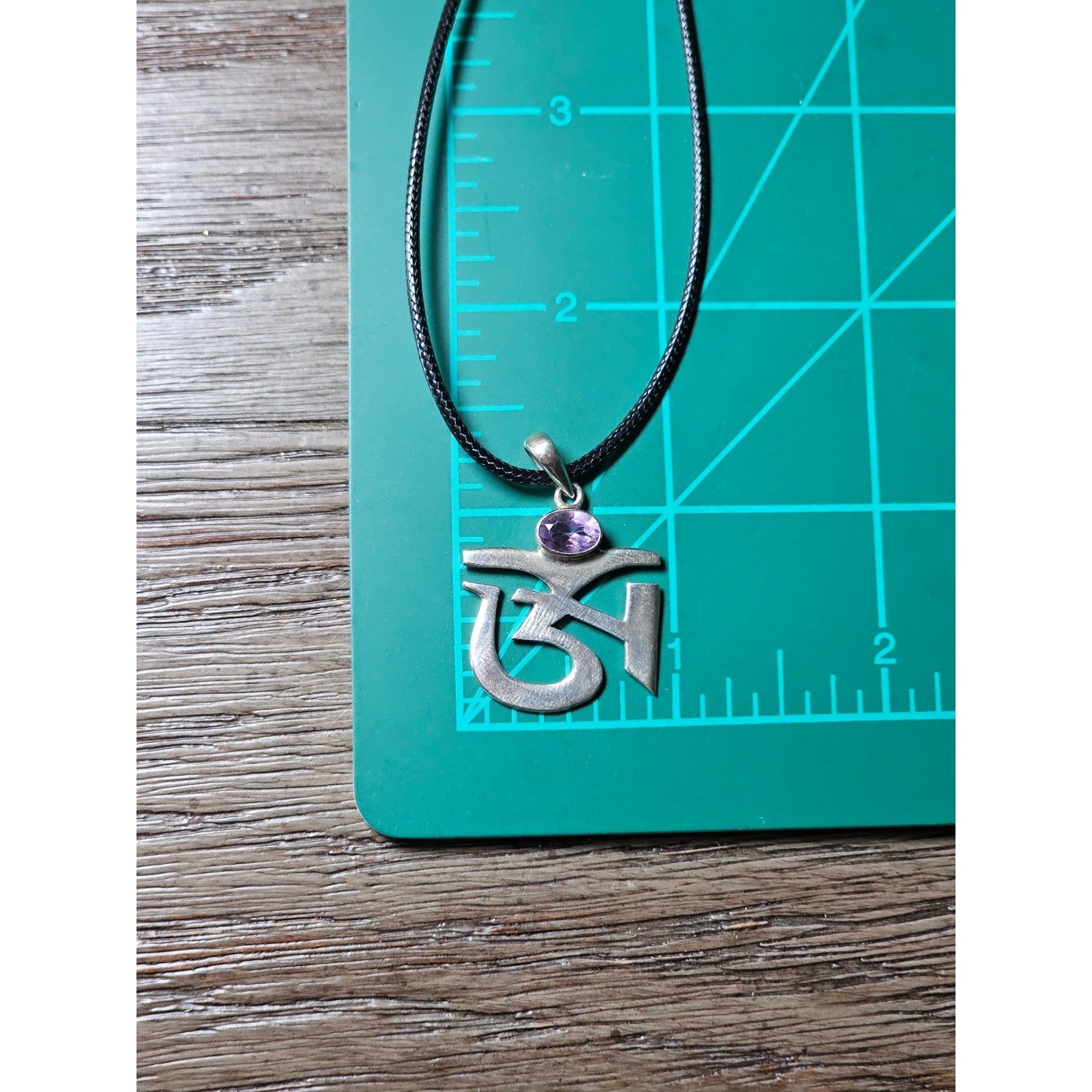 Vintage Om Pendant Necklace with Amethyst Stone