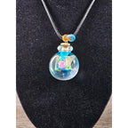 Glass Vial Pendant Necklace with Cork Stopper on Black Cord