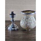 Towle Vintage Capiz Shell Table Lamp 16" Coastal Silver Accent
