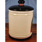 Vintage OGGI Tuscan Wine Label Ceramic Canister With Lid 8 In