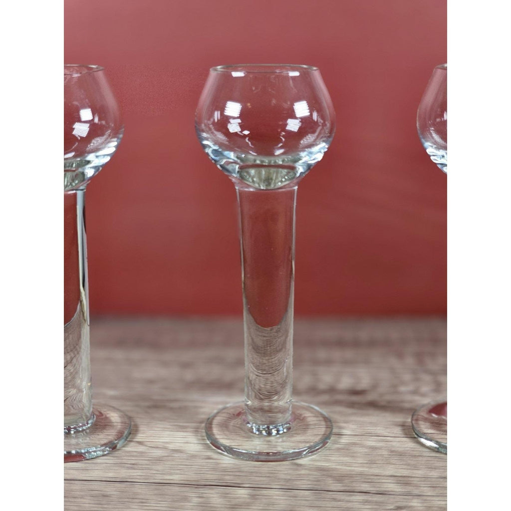 Vintage Crystal Liqueur Shot Glasses Set of 3 Pillar Stem Barware