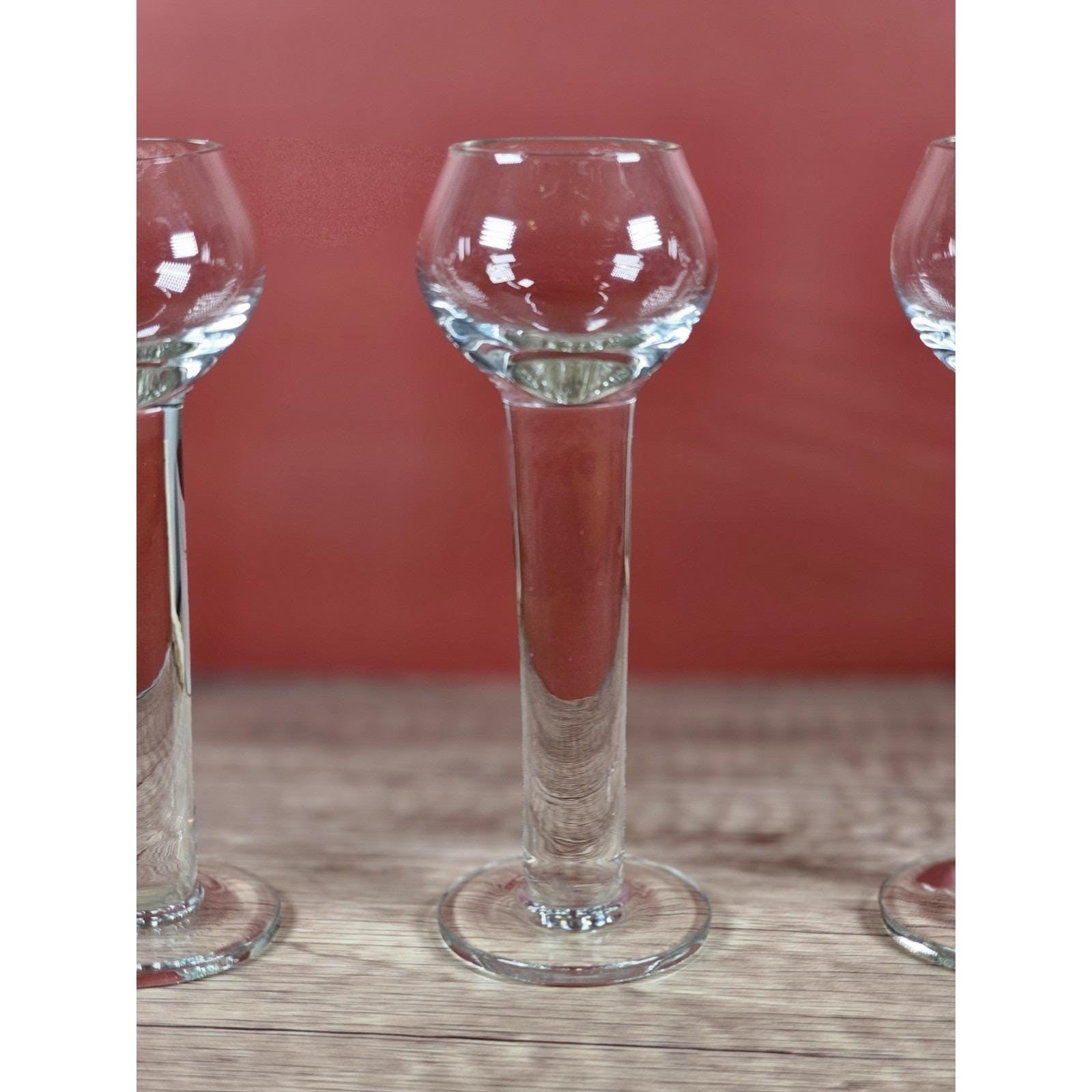 Vintage Crystal Liqueur Shot Glasses Set of 3 Pillar Stem Barware
