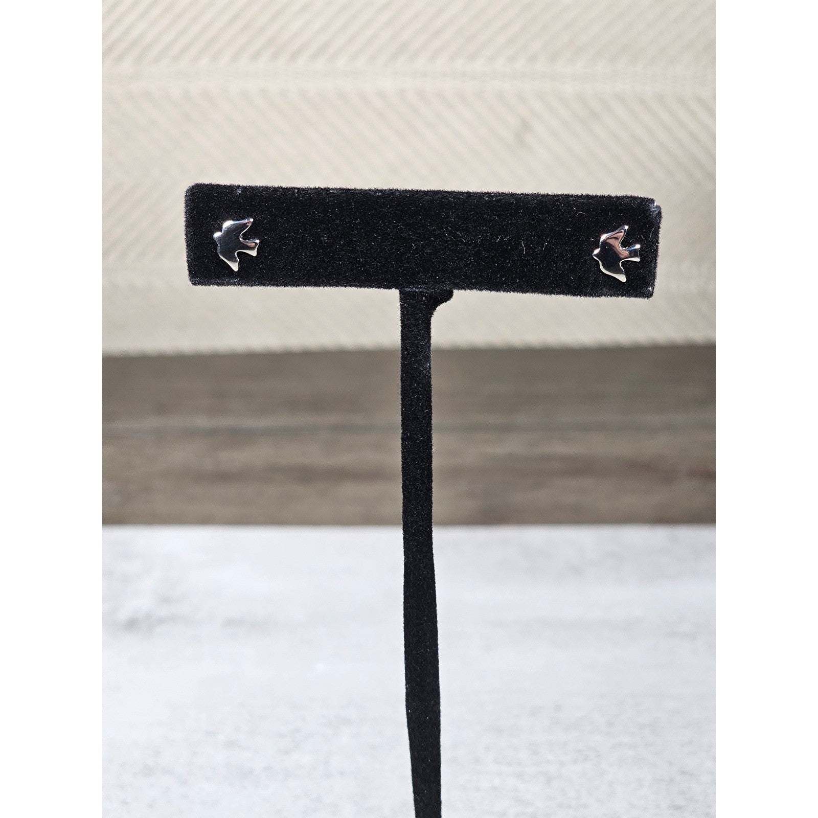 Vintage Silver Tone Bird Stud Earrings Small Swallow Post Pair