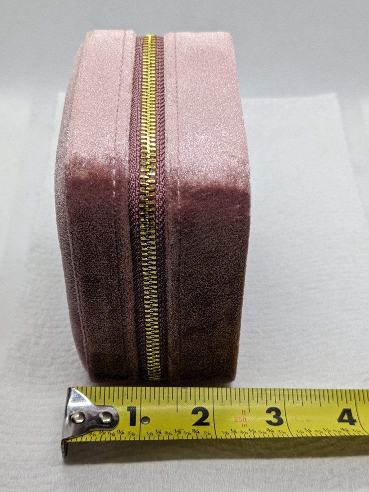 Benevolence LA Plush Pink Velvet Square Travel Jewelry Box