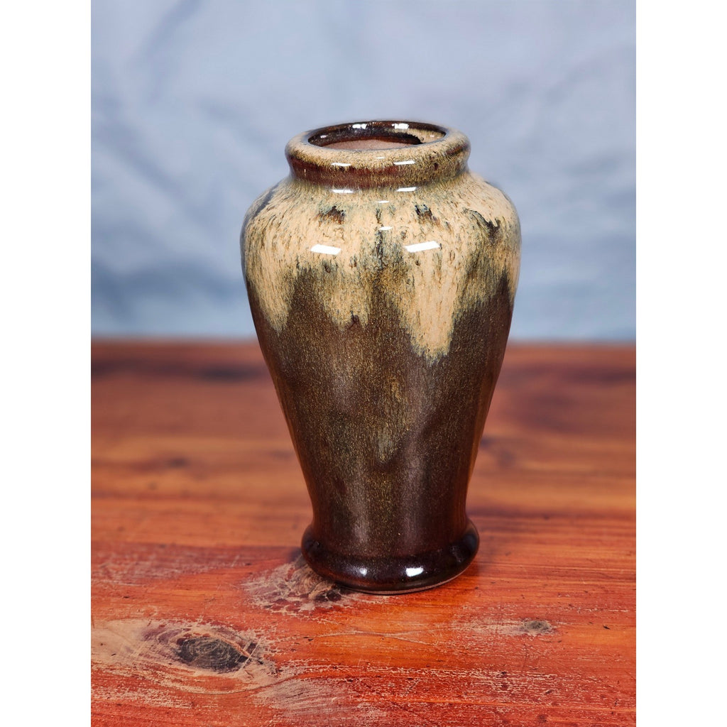 Small Drip Glaze Ceramic Vase Earth Tones Decorative Accent Piece