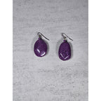 Purple Stone Drop Earrings Handmade Dangle Earrings Vintage Style