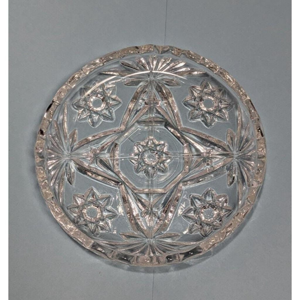 Vintage Cut Glass Coasters Set of 3 Starburst Drink Coasters