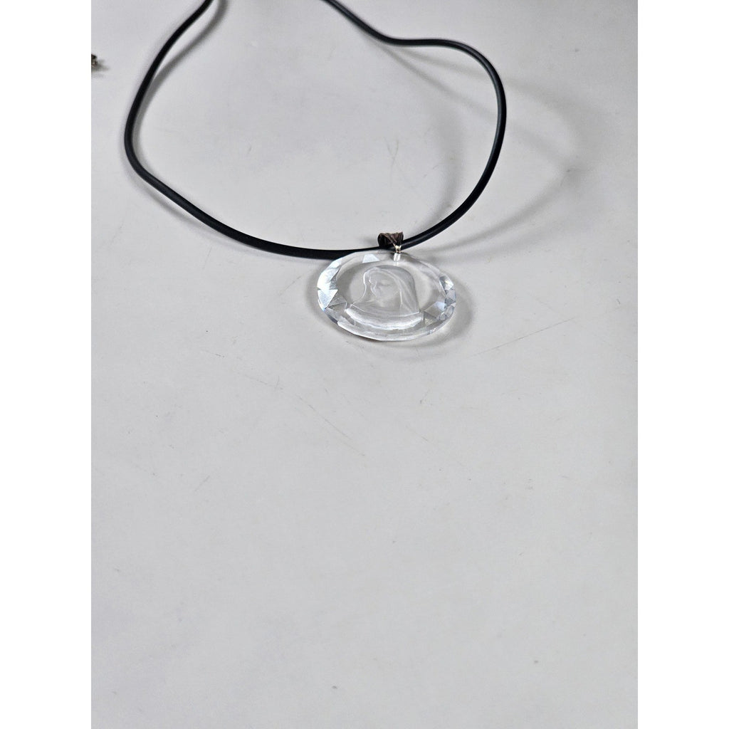 Vintage Swarovski Crystal Madonna Pendant 925 Silver Necklace
