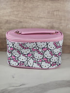Hello Kitty Pink Cosmetic Case – Sanrio Travel Makeup Bag with Zipper & Charm