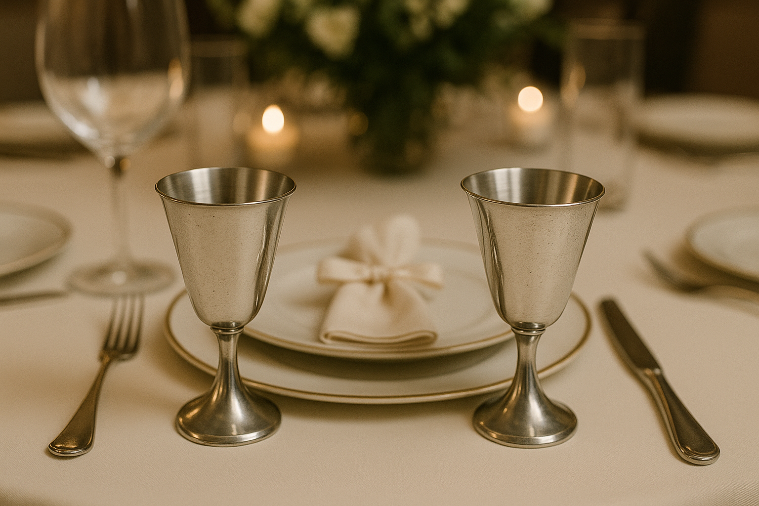 Pair of Vintage Kirk Stieff Pewter P105 Water Goblets Cups 3 7/8" Tall