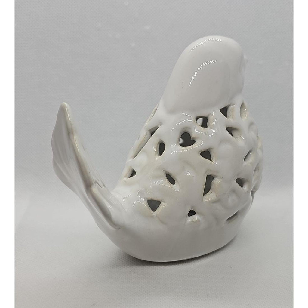 White Porcelain Bird Figurine – 4.5" x 5" Home Décor Accent