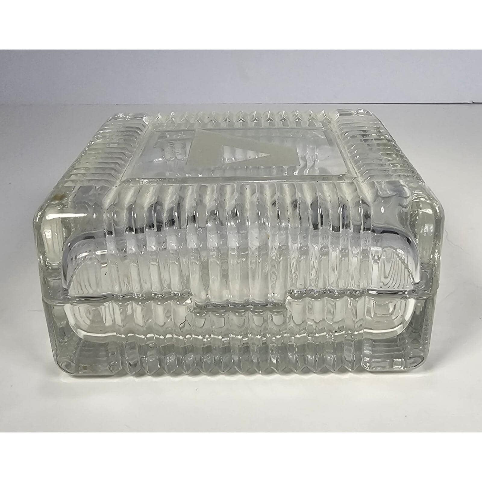 Vintage Crystal Trinket Box 1996 Small Square Jewelry Keepsake Box