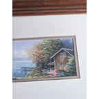 Vintage Coastal Cottage Framed Print Wall Art | Nautical Harbor Scene
