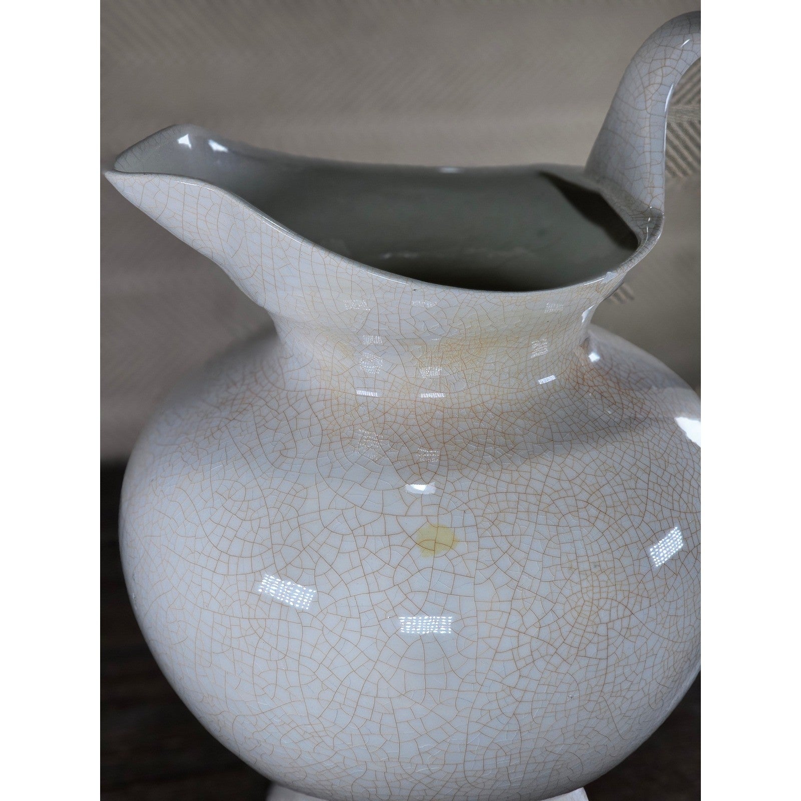 Vintage White Crackle Glaze Vase 12.5in Farmhouse Display