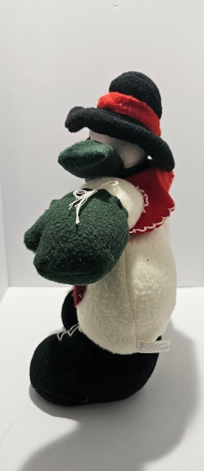 Vintage Holiday Plush Snowman – 11″ x 8.5″ Retro Christmas Decor Toy