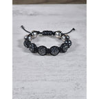 Adjustable Om Bracelet Black Cord Rhinestone Bead Spiritual Bracelet