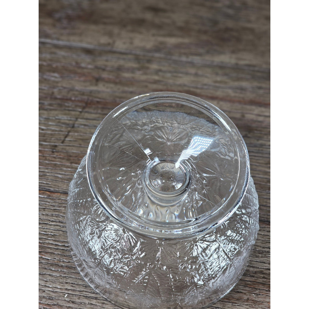 Vintage Pressed Glass Dessert Cups Set of 2 Leaf and Flower Footed Bowls