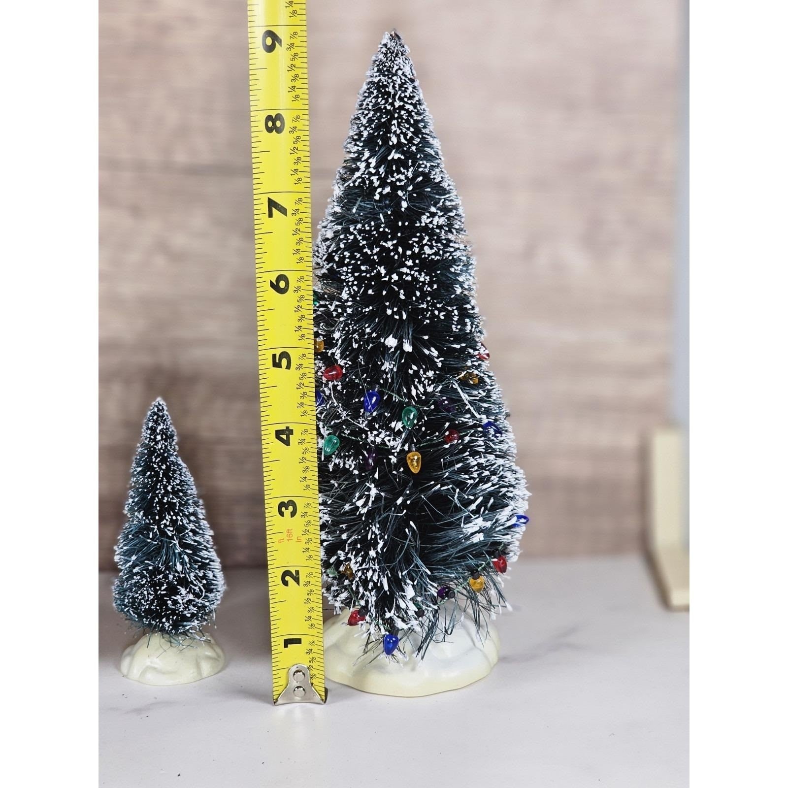 Vintage Lemax Christmas Village Trees Set of 3 Flocked Snowy Trees