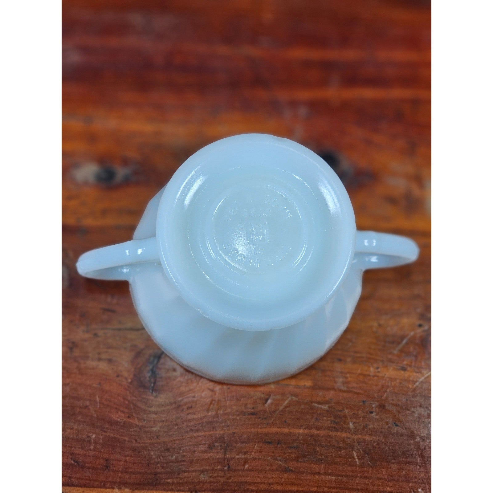 Vintage Milk Glass Sugar Bowl with Lid Gold Trim Fluted Handles