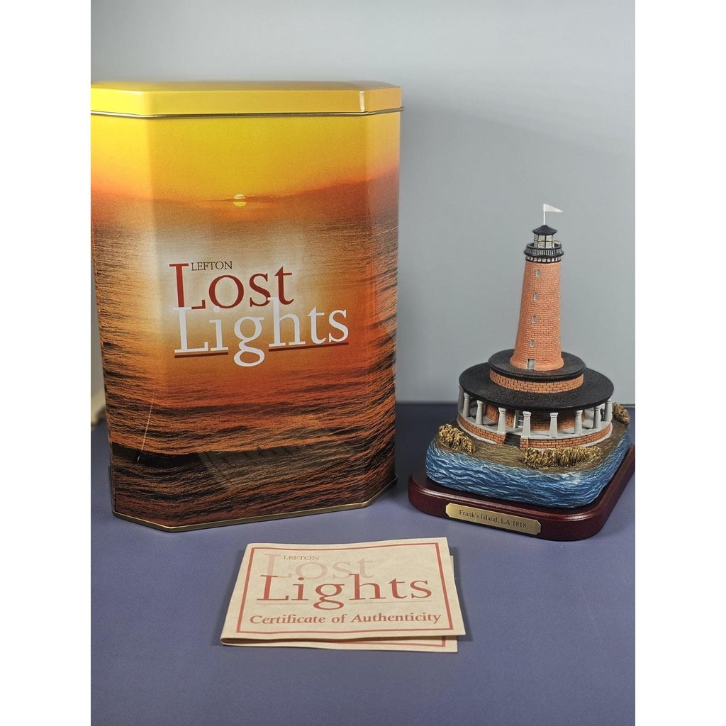 Lefton Franks Island Lighthouse Lost Lights w/ Tin COA