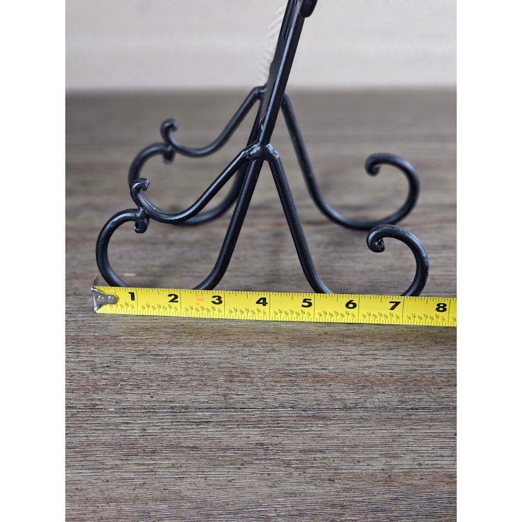 Vintage Iron Plate Stand | Black Metal Display Easel | Rustic Plate Holder