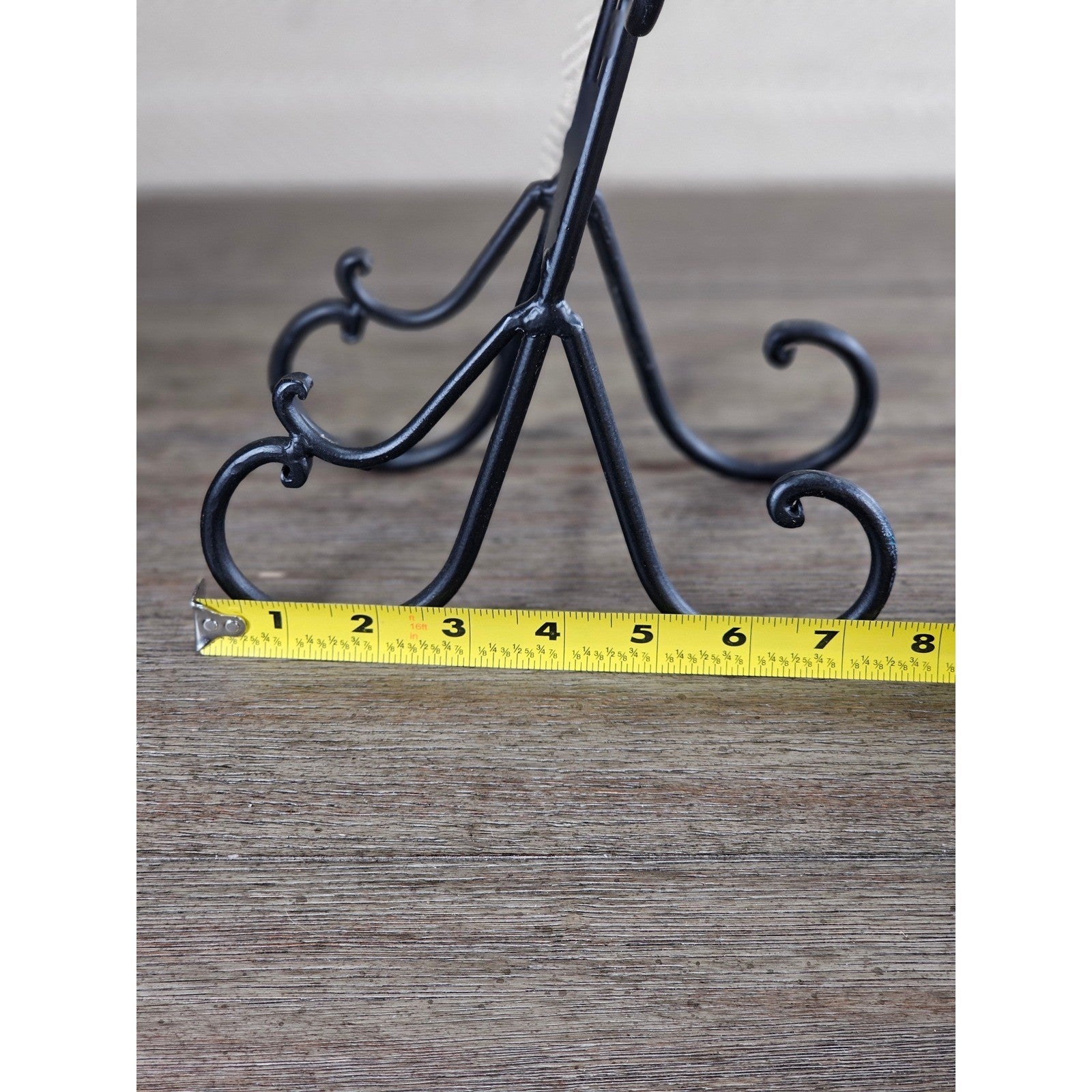 Vintage Iron Plate Stand | Black Metal Display Easel | Rustic Plate Holder