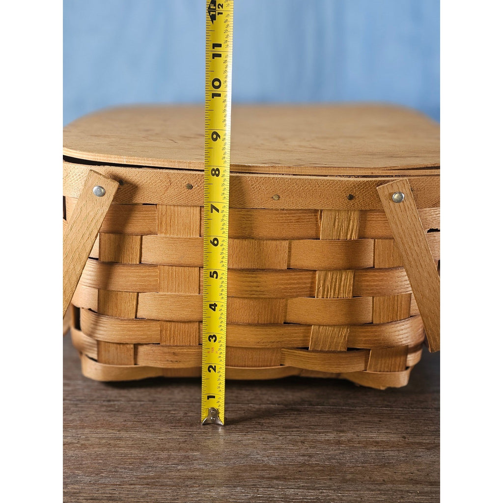 Vintage Basketville Wooden Picnic Basket with Lid & Handle 12.5x13x8