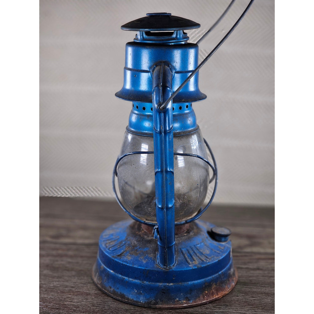 Vintage Dietz Air Pilot Lantern Blue Kerosene Oil Lamp 13.5" Tall