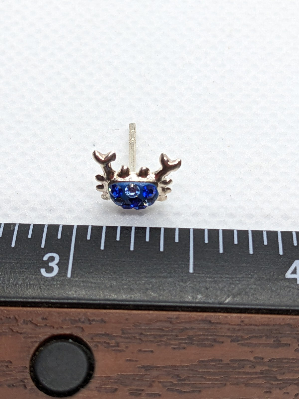 925 Sterling Silver Crab with Blue Stone Shell Stud Earrings