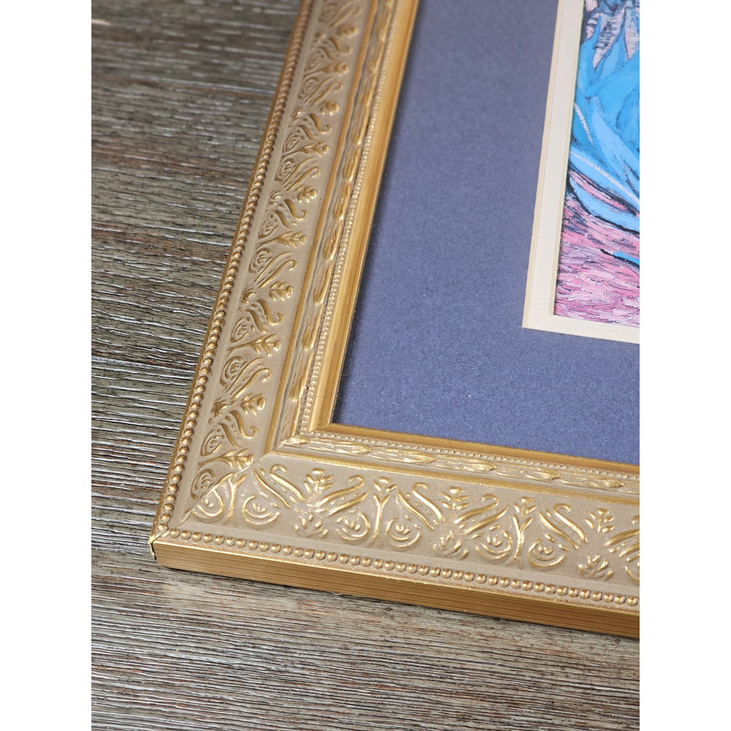 Vintage Framed Iris Art Print | Les Irises Floral Wall Art | 16x14 Gold Frame