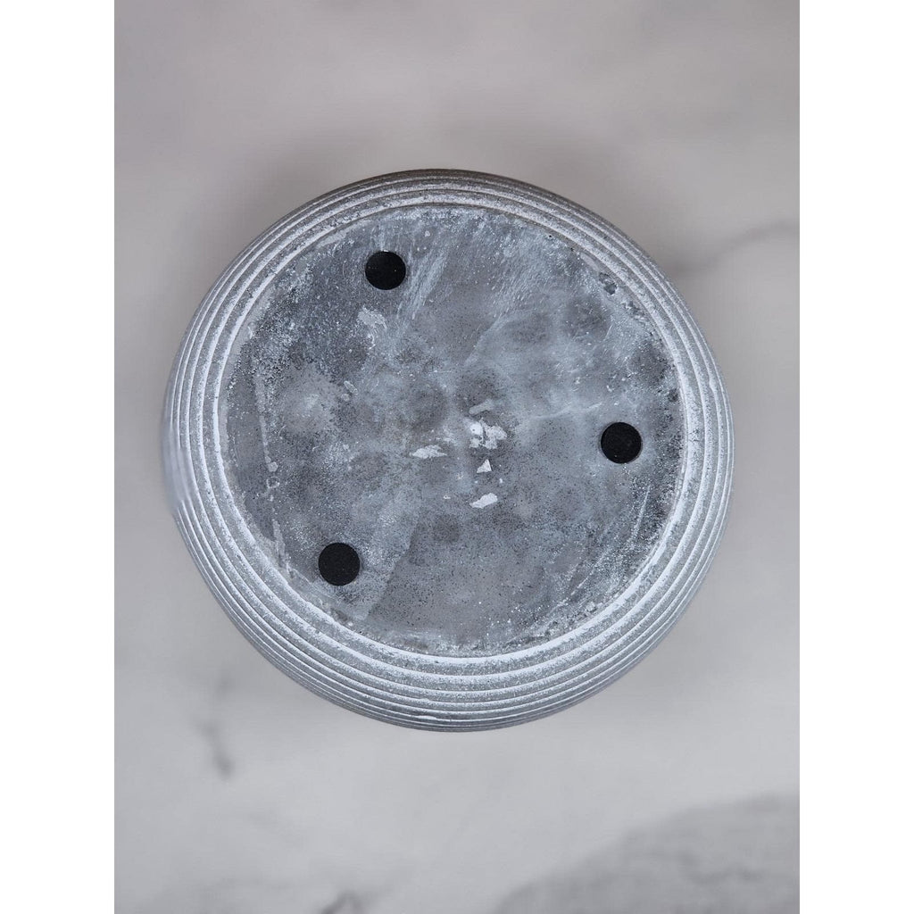 Minimalist Cement Planter with Ribbed Texture Modern Gray Pot