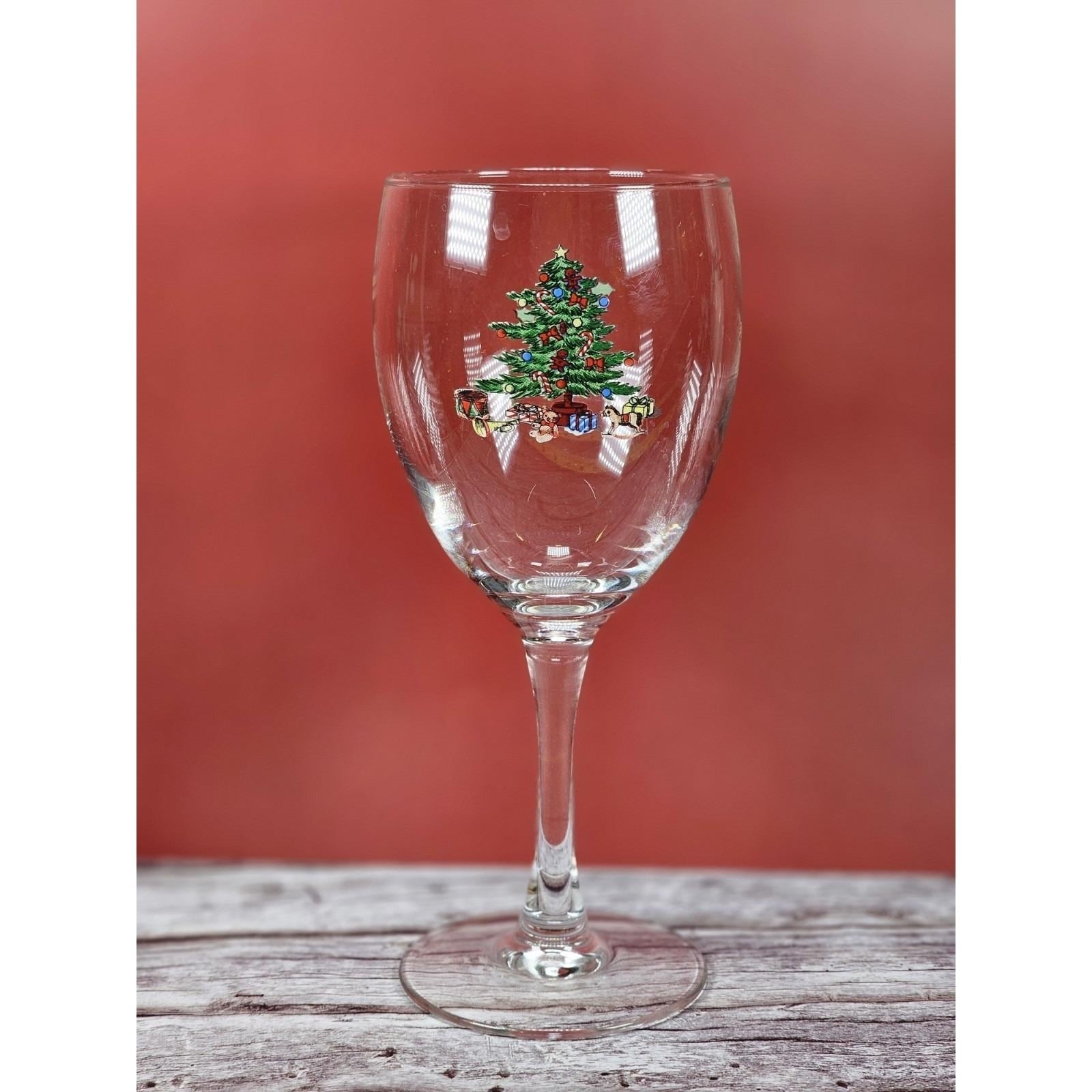 Vintage Tienshan Holiday Hostess Christmas Tree Wine Glass 7.25"
