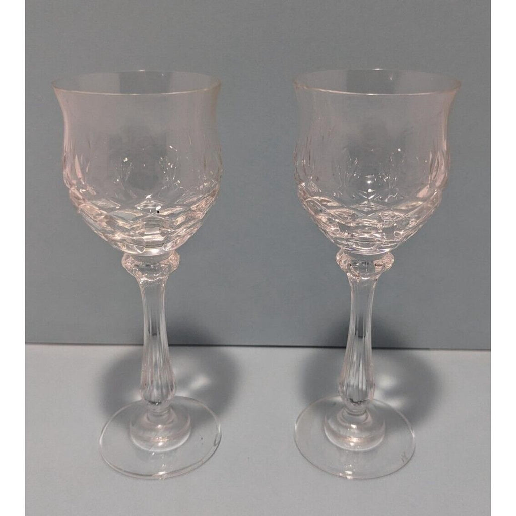 Crystal Cut Cordial Glasses Set of 2 Stemmed 5 Inch