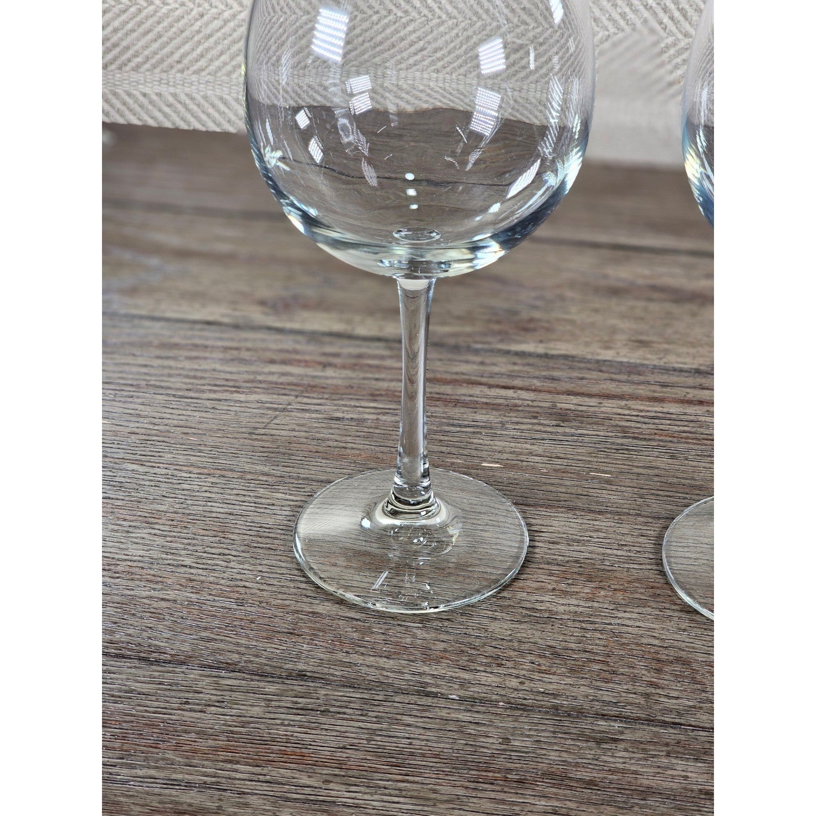 Vintage Clear Bowl Wine Glasses Set of 2 Stemware 8.5" Tall