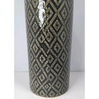 Vintage Black White Diamond Glass Vase Tall 15.6" Geometric Pattern