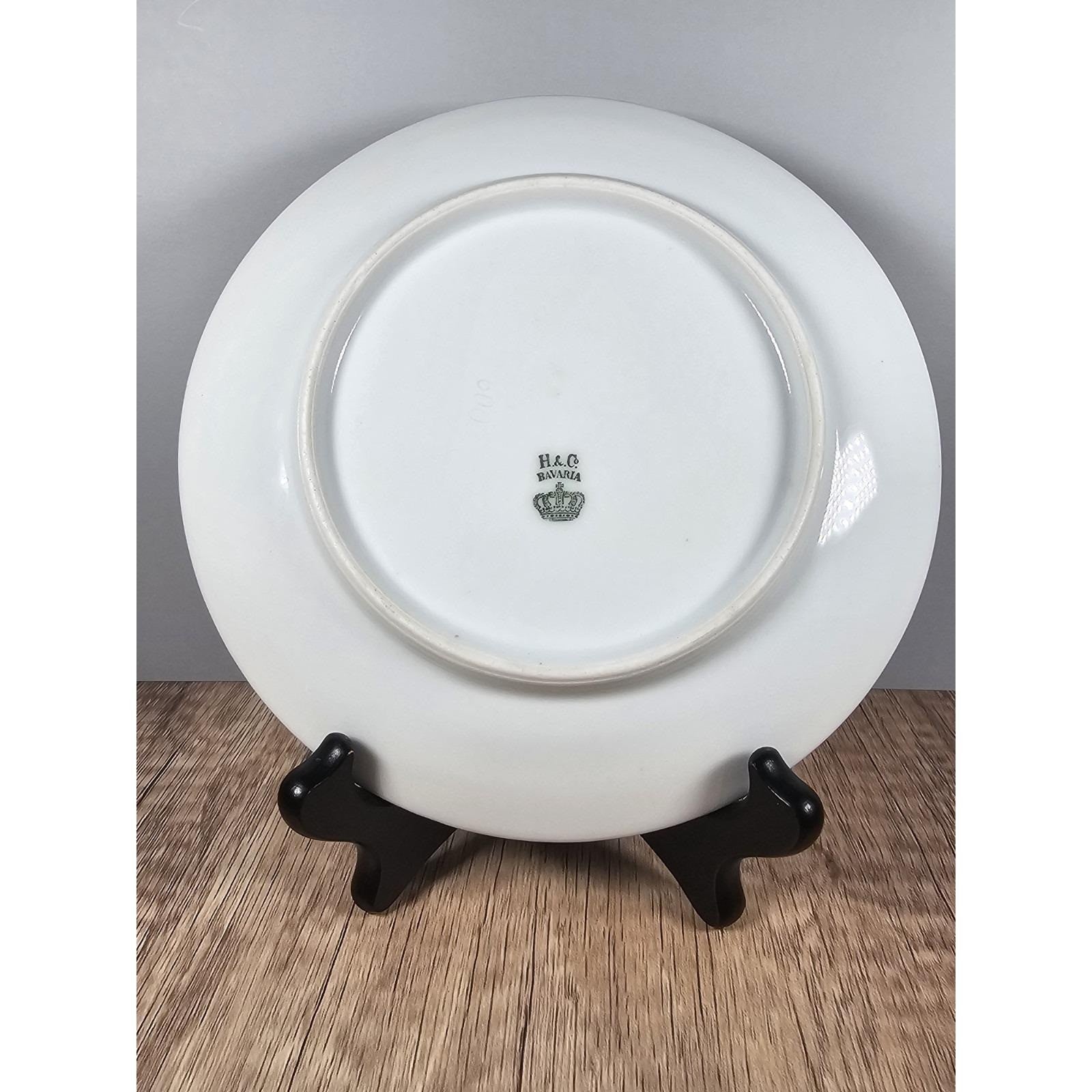 Vintage H & Co Bavaria Dogwood Plate Hand Painted Porcelain Gold Trim